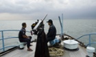 An Indonesian coast guard patrol in the Malacca Straits where half the world's crude oil passes through
