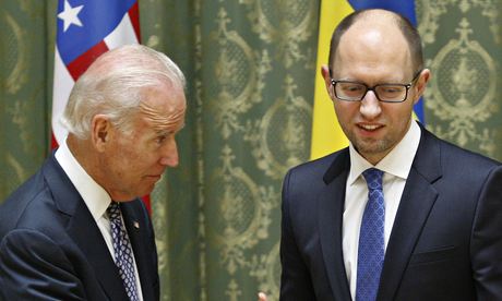 US vice president Joe Biden and Ukraine PM Arseniy Yatsenyuk