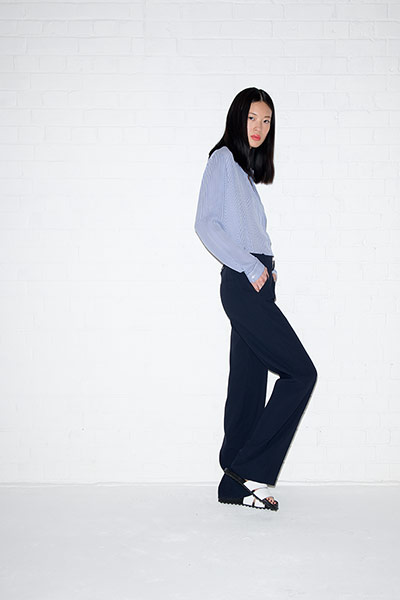 All Ages - Trousers: Navy trouser pale blue shirt