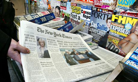 US newspapers and magazines at a newsstand