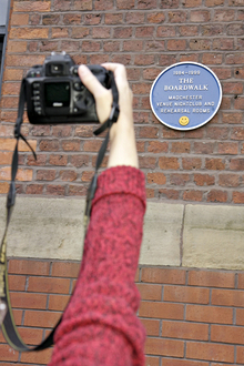 The Boardwalk plaque in Deansgate, Manchester.