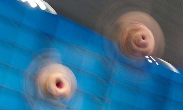 Rebecca Gallantree and Hannah Starling of Great Britain in the FINA/NVC Diving World Series 2014, at the Aquatics Centre, Olympic Park in London, UK.