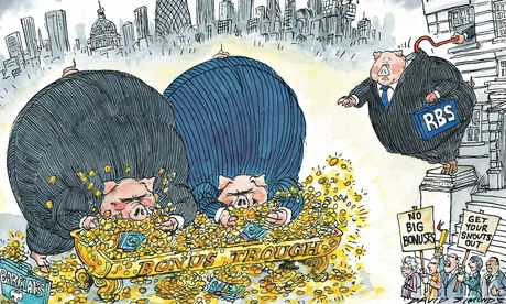David Simonds cartoon on Osborne's action to curb RBS bonuses