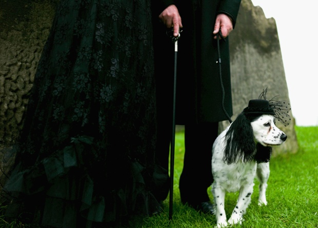 Two goths and a dog. ~ Getty Photograph by Ian Forsyth