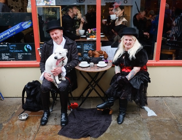 Two vampires outside a cafe ~ Getty Photograph by Ian Forsyth