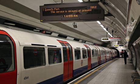 A train sits idle on the Central Line 