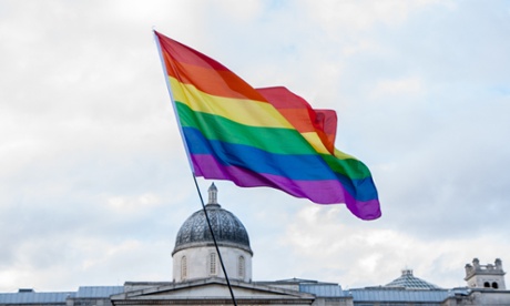 Rainbow flag in Trafalgar Square.