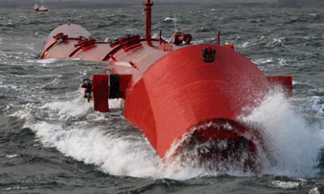 Undated handout photo of a new wave-power machine, the Vagr Atferd, built by Leith-based Pelamis for energy firm E.ON, which will be launched by Scottish First Minister Alex Salmond.