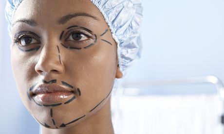 A young woman prepared for cosmetic surgery