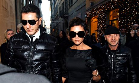 From left, Stefano Gabbana, Victoria Beckham and Domenico Dolce in 2008, before the Italians slated 