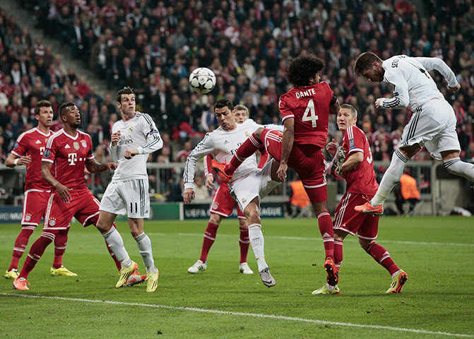 Bayern Munich v Real : Sergio Ramos scores the first goal