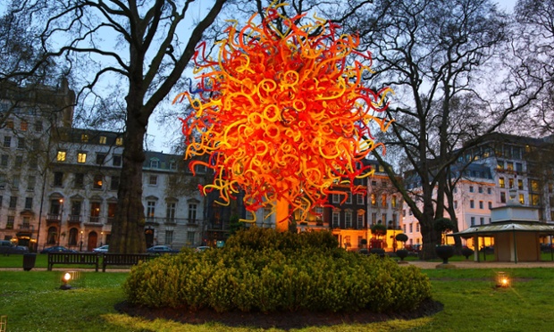 The Sun glass sculpture by Dale Chihuly in Berkeley Square, London, Britain