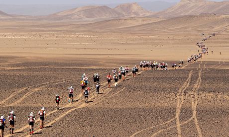 Competitors at a previous Marathon des Sables pushing on through the heat.