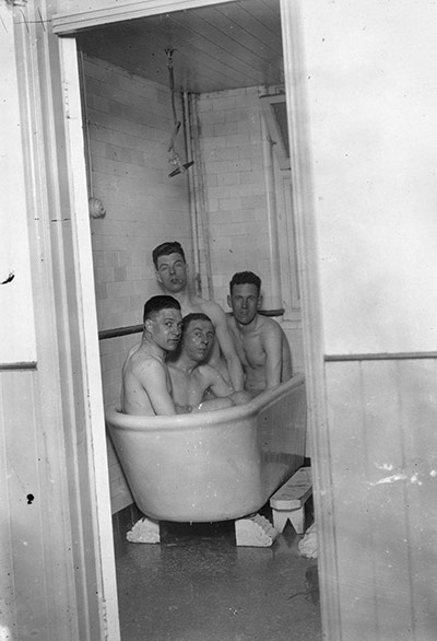 Bath time: Fulham players in the bath