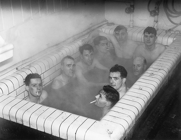 Bath time: Ipswich players in a Communal Bath