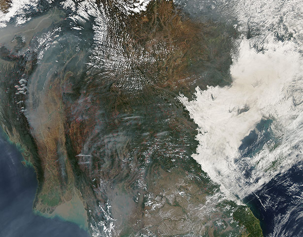Satellite Eye on Earth: Agricultural fires continue to burn in the Indochina region