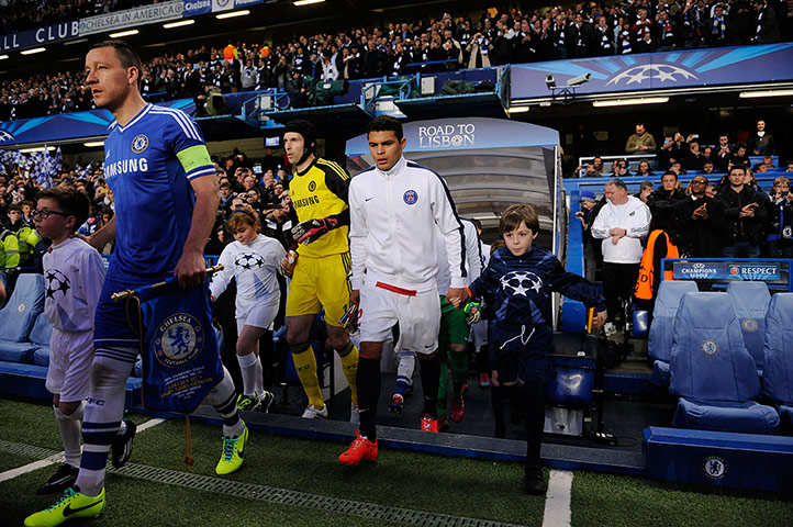 Chelsea v PSG: John Terry and Thiago Silva lead the teams out