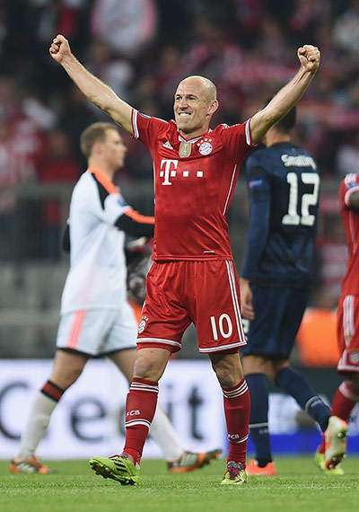 Bayern v United: Arjen Robben celebrates