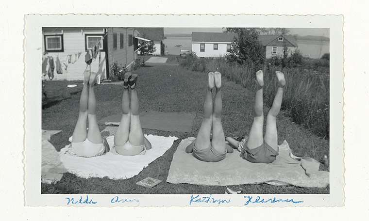 Girls Standing on Lawns: Nilda, Ann, Kathryn, Florence.