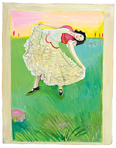 Girls Standing on Lawns: Illustration of girl by Maira Kalman 