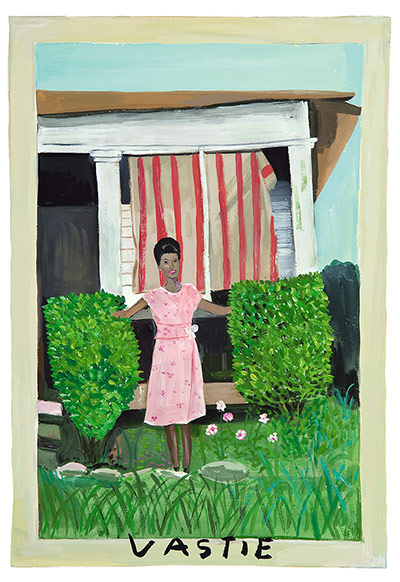 Girls Standing on Lawns: Illustration of woman in garden by Maira Kalman