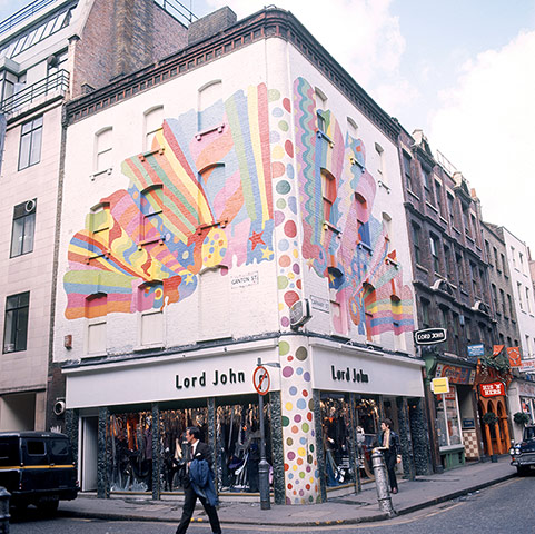 David Vaughan: The exterior of a shop painted by Vaughan in Carnaby Street, London in 1968