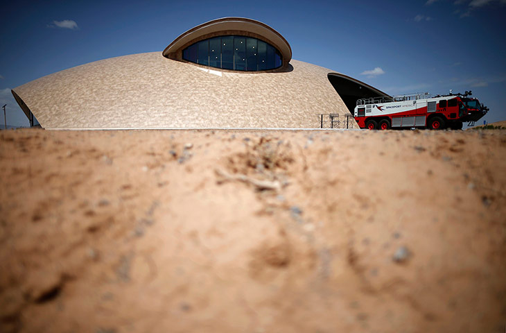 From the agencies: A firetruck parked outside Spaceport Operations Center at Spaceport America