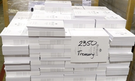 The 2014 budget papers are printed and packed in Canberra, Sunday, May 11, 2014. Federal treasurer Joe Hockey will hand down his first budget on Tuesday.