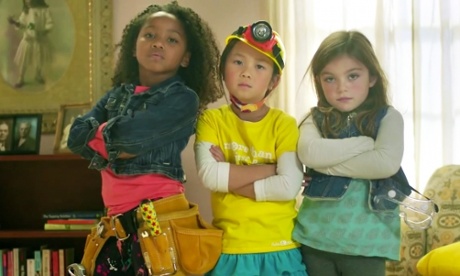 A still from GoldieBlox's video featuring the Beastie Boys song Girls.