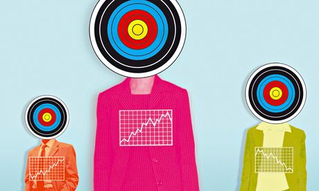 Business people with targets for heads