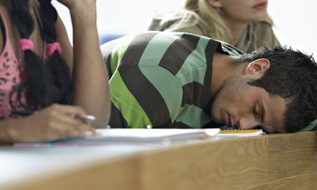 Student asleep during lecture
