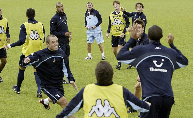 Tottenham managers: David Pleat takes charge of his first training session of Tottenham Hotspur