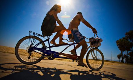 Tandem Bicycle riding, Venice Beach, Los Angeles County, California, United States of America