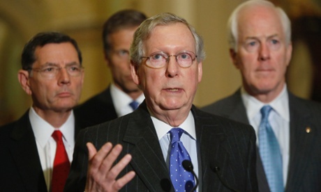 US Senate Minority Leader Mitch McConnell, centre.
