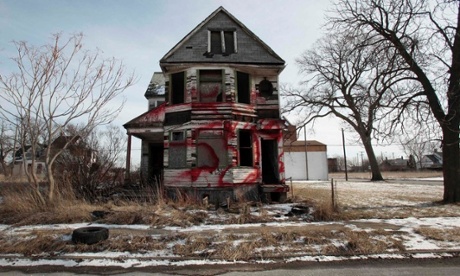 A vacant and blighted home in an east side neighbourhood of Detroit