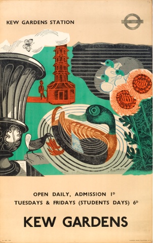 Poster for the London Passenger Transport Board Kew Gardens, 1936, lithograph after linocut.