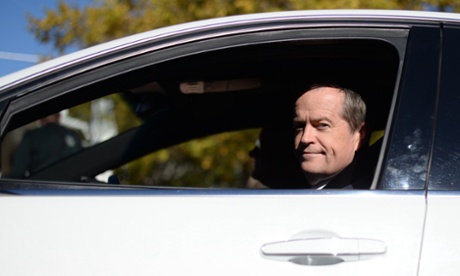 Opposition Leader Bill Shorten leaves after a press conference at Canberra hospital.