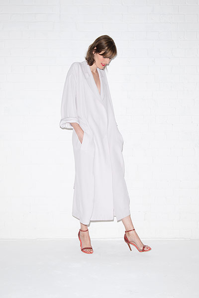 All Ages macks: white coat red sandals