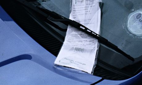 Car which has been issued with a parking ticket