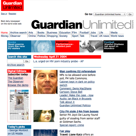 Guardian Unlimited in April 2004