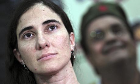 Yoani Sanchez, arrives for a debate with members of the socialist youth in Feira de Santana