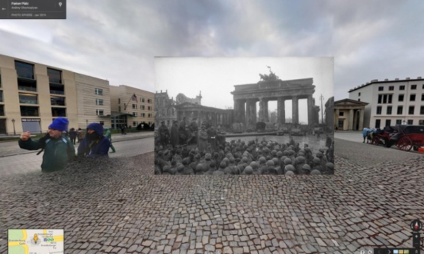WWII in Street View: Russian soldiers at the Brandenburg Gate, 1945