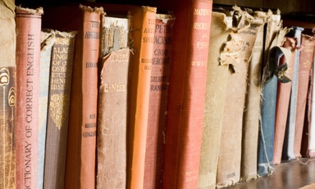 Ripe for rediscovery ... books in an abandoned schoolroom.