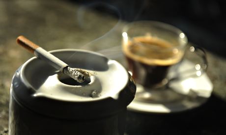 Cigarette in ash tray