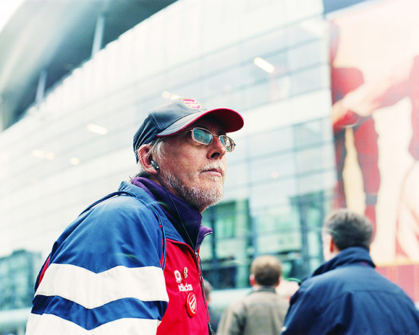 Arsenal fans: A fan outside the stadium