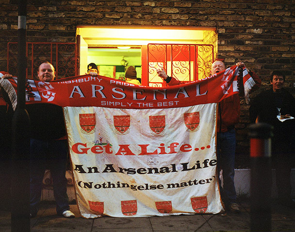 Arsenal fans: Arsenal fans getting into the spirit 