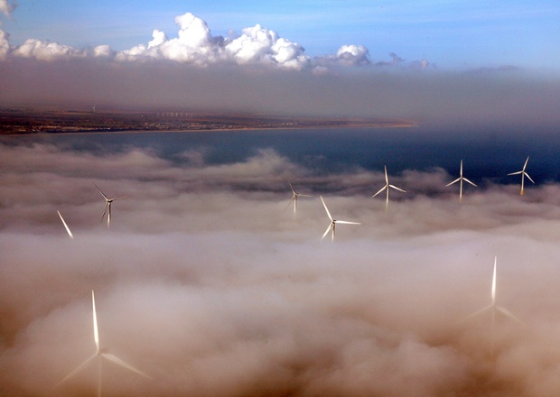 The windfarm off Scroby Sands in East Anglia 