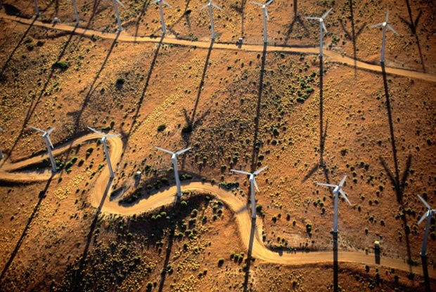 Wind turbines in the Mojave desert, California