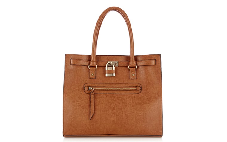 15 handbags under £150: 15 handbags under £150 - brown tote bag with zip on front by Warehouse