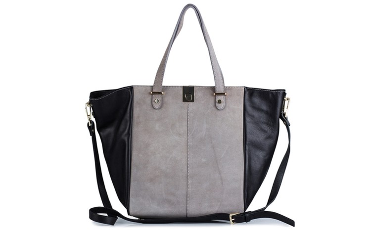 15 handbags under £150: 15 handbags under £150 - grey suede with black sides by River Island